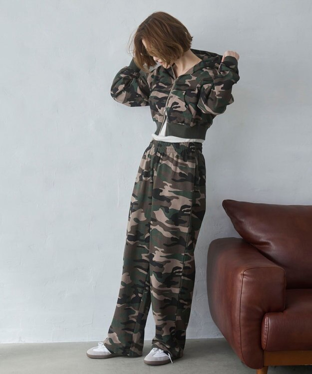 WEGO 【ウエストゴム/XSSMサイズ展開】スウェットワイドパンツ 柄1