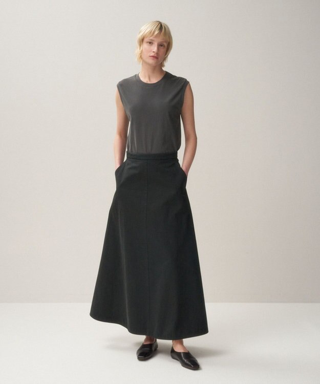 ATON NIDOM COTTON | Aラインスカート CHRACOAL GRAY