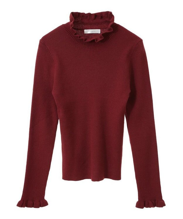 Green Parks ・ｓｗｉｎｇ　ｂｙ　フリルハイネックリブニット Red