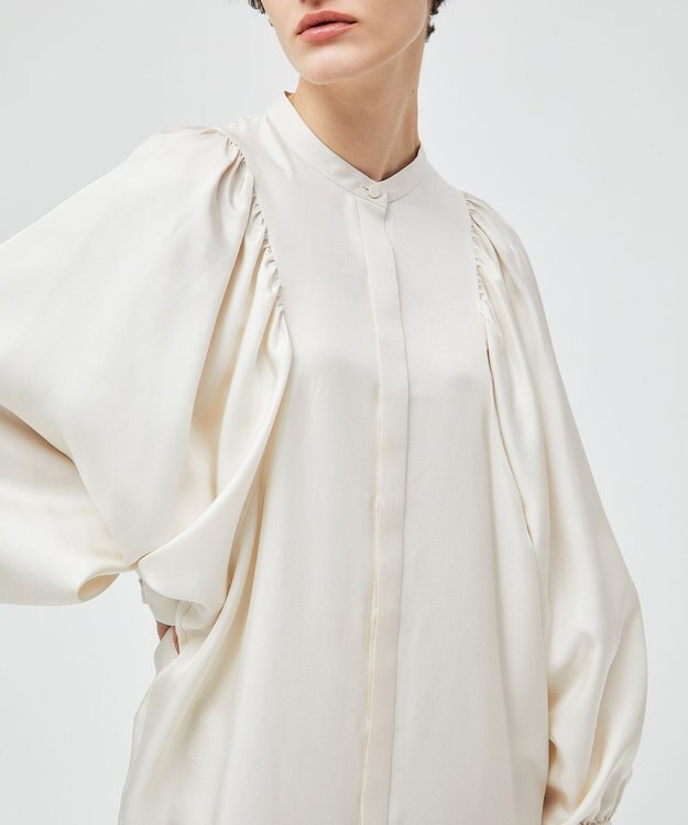 BEIGE， 【洗える】LISERONS / シルクパフワンピース Ecru