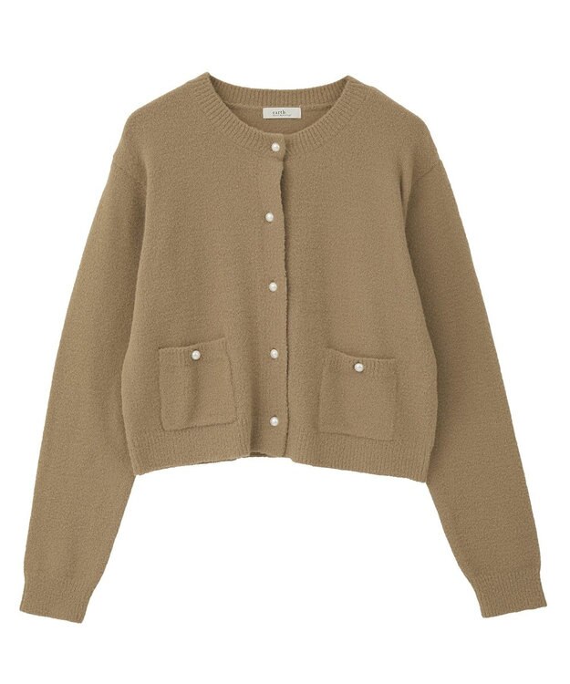 earth music&ecology 【イージーケア】パウダーシャギークルーネックカーディガン Beige