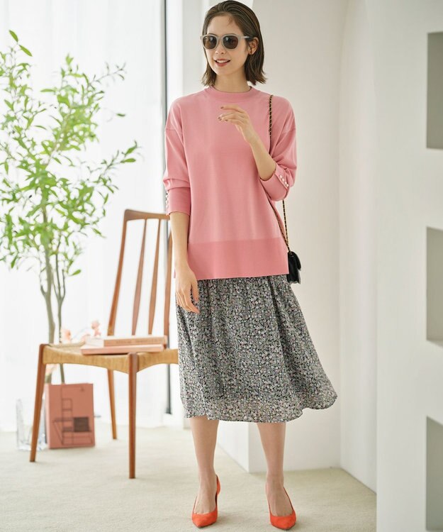 組曲 S フラワーレイヤープリント ギャザースカート ピンク系5