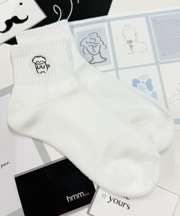 WEGO アンクルパイルゆる刺繍ソックス 柄8