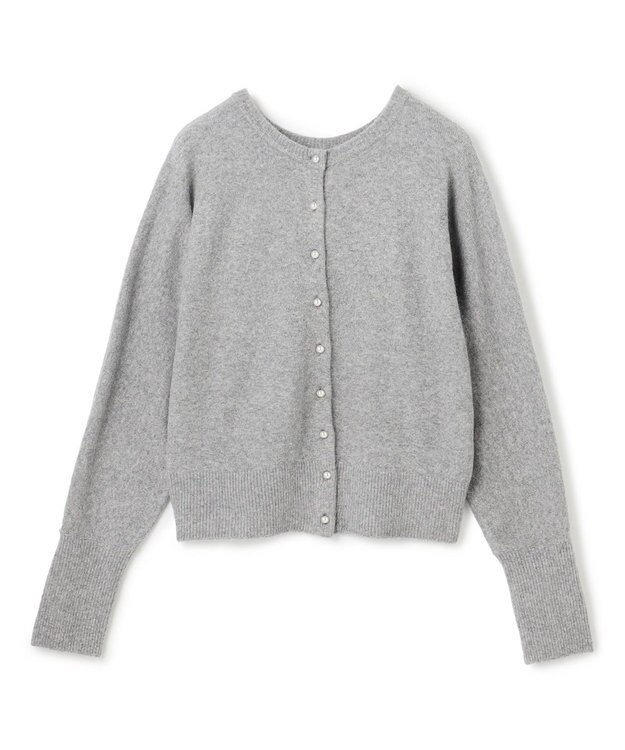 UNFILO 【前後着用 可能】ふわふわニット 2WAY パールボタンカーディガン グレー