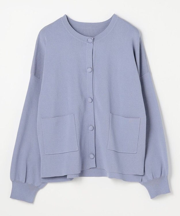 ANY スウェットライクニットカーディガン ライトブルー