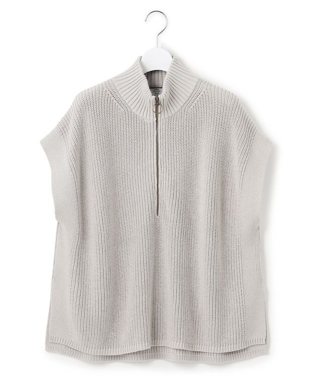 J.PRESS YORK STREET 【WOMEN】コットンニット ハーフジップポンチョ ライトグレー系