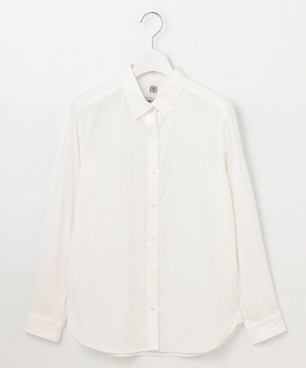 J.PRESS LADIES L 【洗える】BEZ ストライプ シャツカラー ブラウス ホワイト系1