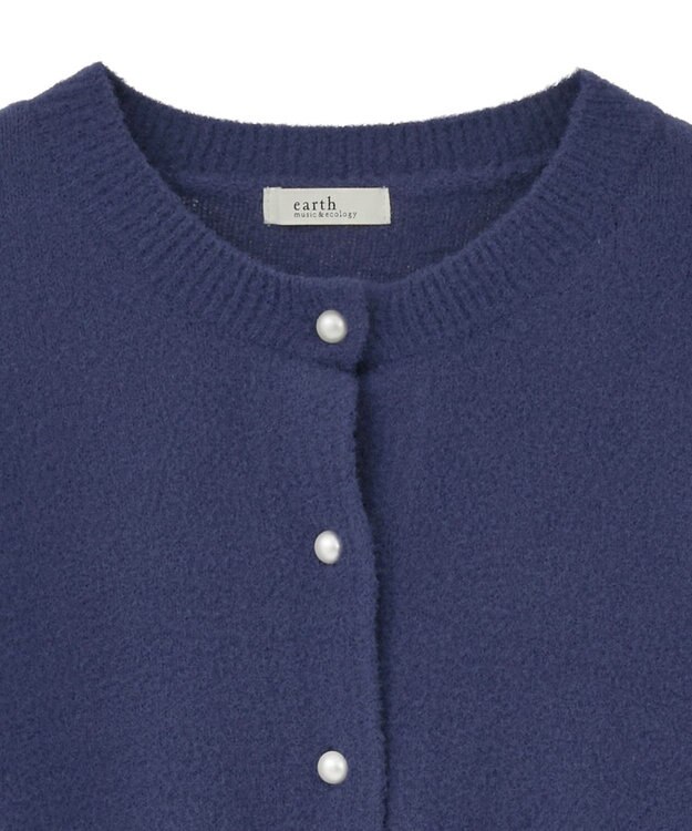 earth music&ecology 【イージーケア】パウダーシャギークルーネックカーディガン Navy