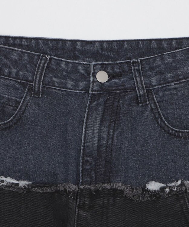 WEGO 【ユニセックス着用ITEM?MLサイズ展開】ダブルウエストカーゴデニムパンツ デニムブラックソノタ