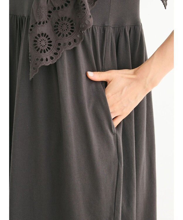 Green Parks ・ＳＵＧＡＲ　ＳＰＯＯＮ　ショルダー刺繍レースワンピース Charcoal Gray