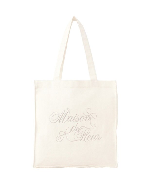 Maison de FLEUR ブランドロゴ刺繍スクエアトートバッグ Ivory
