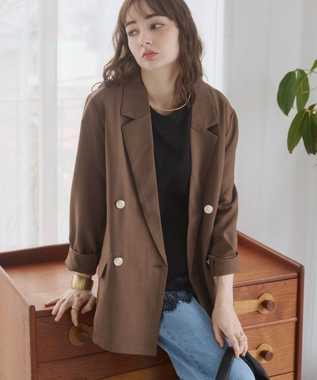 WEGO 【ANGIE VINTAGE】リネンライクジャケット ブラウン