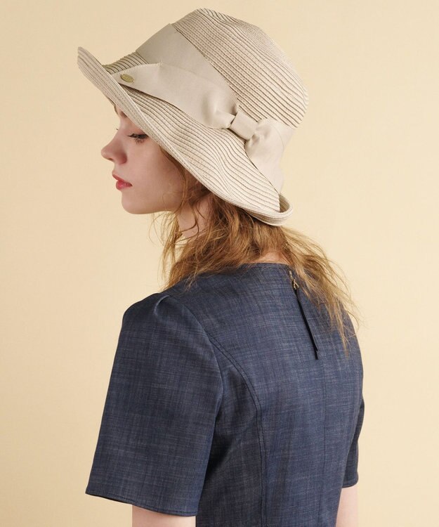 TOCCA 【UV90%以上カット・吸水速乾・抗菌防臭・洗える・サイズ調整可】POINT OF RIBBON BRAIDHAT 帽子 ベージュ系