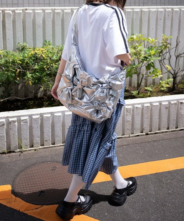 WEGO リボンデザインBIGショルダー シルバー