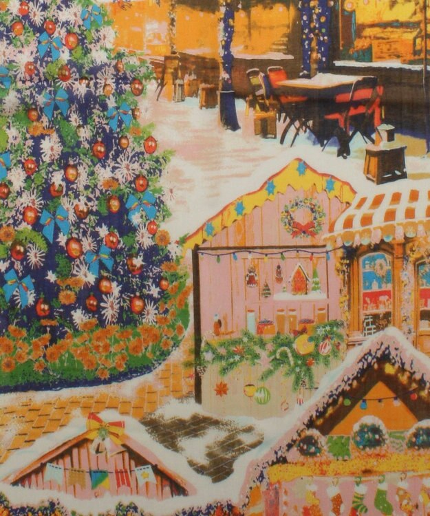 MOONBAT Hanato(ハナト) シルクウールストール クリスマスマーケット／幅60cm ミントグリーン