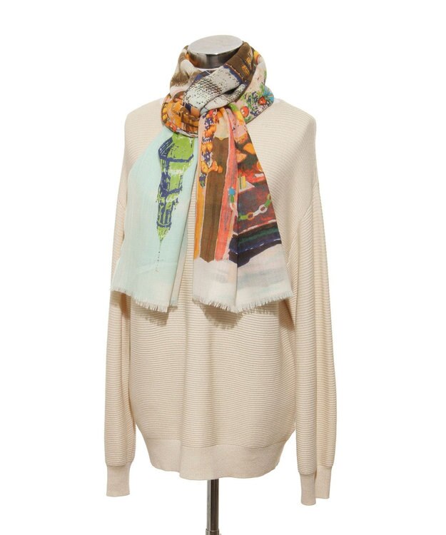 MOONBAT Hanato(ハナト) シルクウールストール クリスマスマーケット／幅60cm ミントグリーン