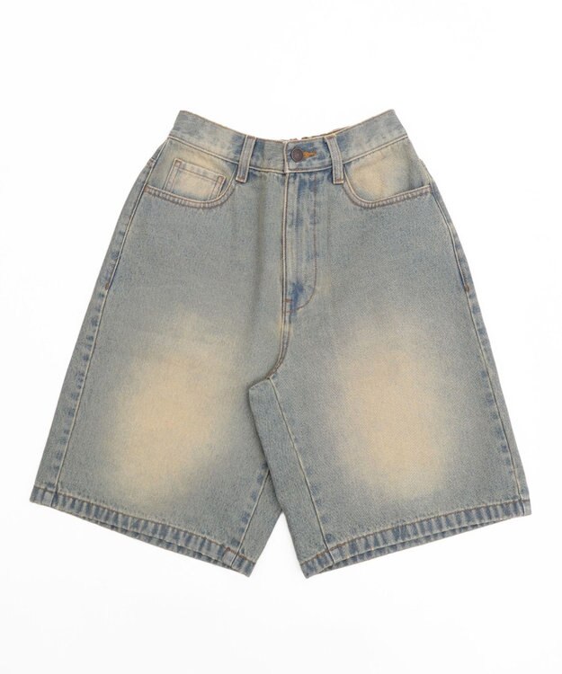 WEGO 【SMサイズ展開】ヴィンテージウォッシュデニムハーフパンツ デニム淡加工色