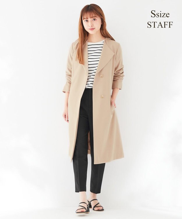 ANY SIS ノーカラーライトテロンチ コート ベージュ