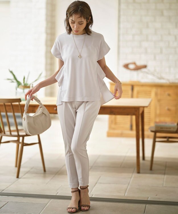 組曲 【接触冷感・吸湿冷感・UVカット】スタイルアップジャージー パンツ サンドベージュ系