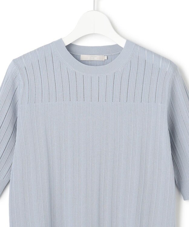 ICB L レースパターン ニット サックスグレー