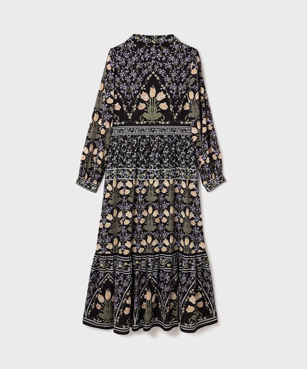 GRACE CONTINENTAL フラワーパターンプリントワンピース ブラック