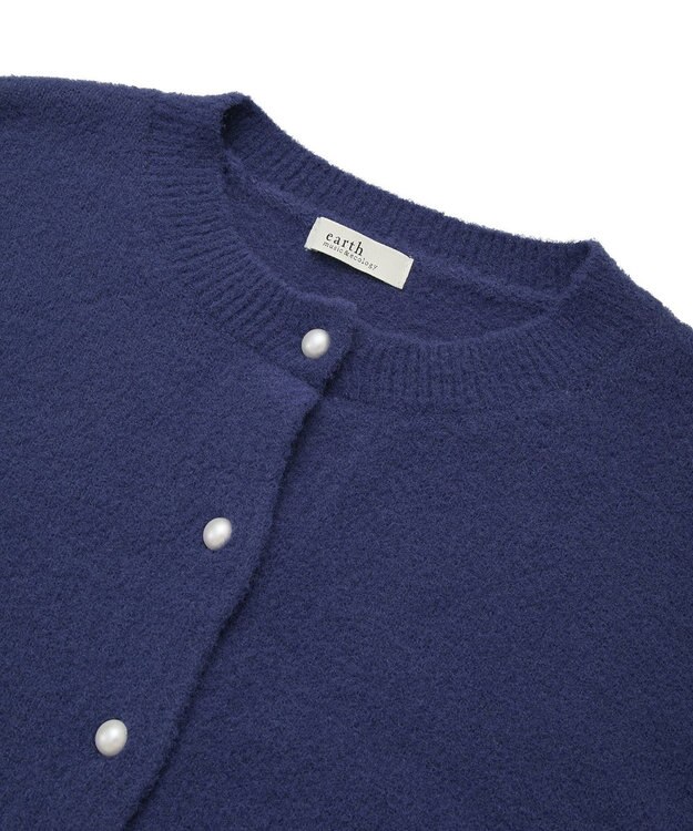 earth music&ecology 【イージーケア】パウダーシャギークルーネックカーディガン Navy