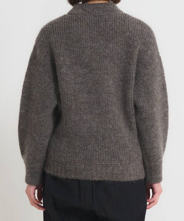 muuc 〈天然素材の上質なモヘヤ〉アルパカモヘヤ畦編みプルオーバー〈日本製〉 グレーブラウン