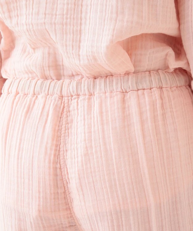 UCHINO クレープガーゼ ノーカラーレディスパジャマ ピンク