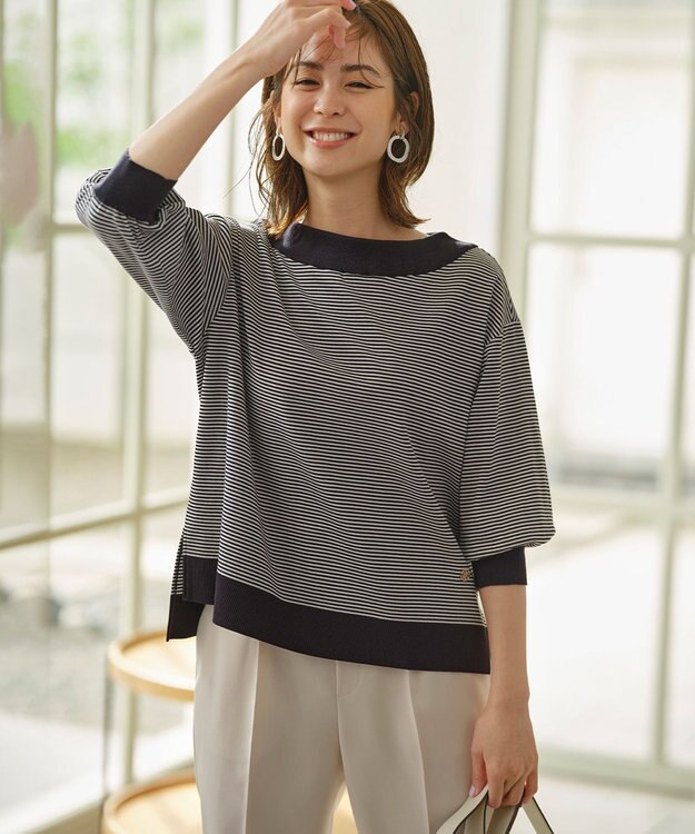 組曲 S 【WEB限定】セーターマシーン リラクシーニットTシャツ ネイビー系1