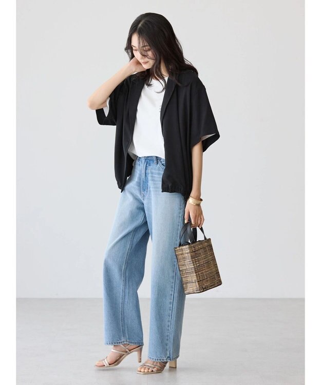 AMERICAN HOLIC ドロスト開襟ニュアンスジャケット Black