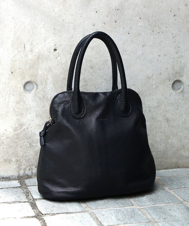 FOLNA RD ソフトレザーブガッティボストンバッグ ブラック