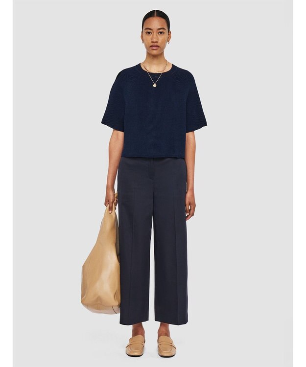 JOSEPH 【洗える】リネンブレンド　ショートスリーブニット Navy