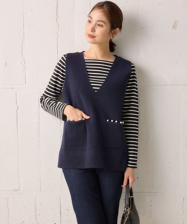 組曲 スクエアネックテール ロングＴシャツ ブラック系1