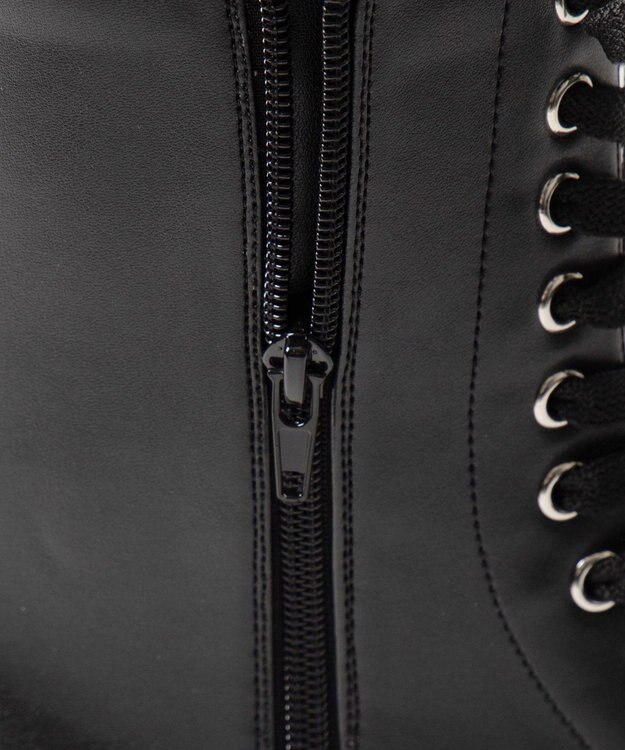 WEGO 厚底ボリュームレースアップショートブーツ ブラック