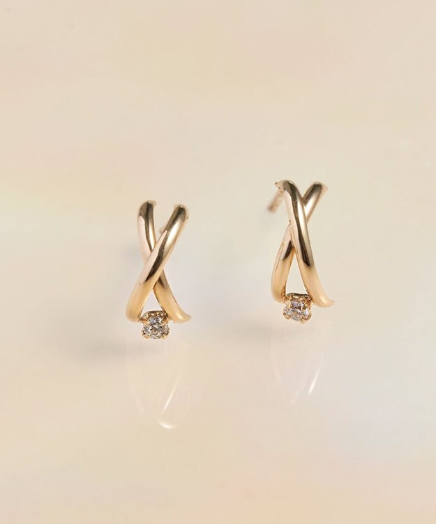 Phoebe 【 K10 】クロッシングビジューピアス ゴールド