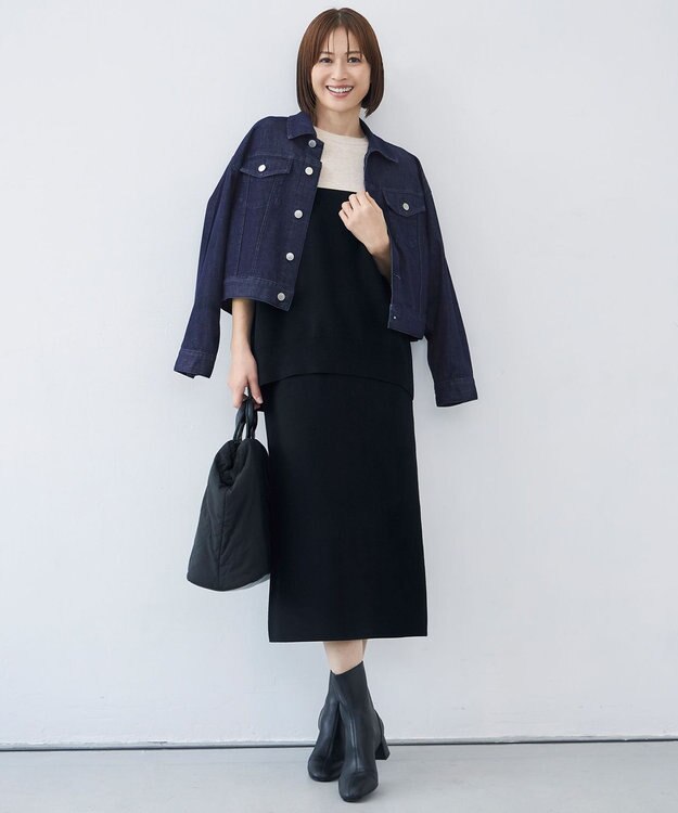自由区 【洗える】ウスカルデニム襟付き ジャケット インディゴ