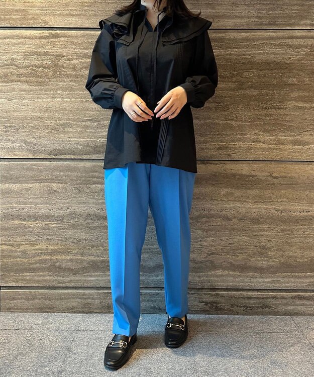 UNFILO 【GLOW 6月号掲載/洗える】ラッフルカラーブラウス ブラック