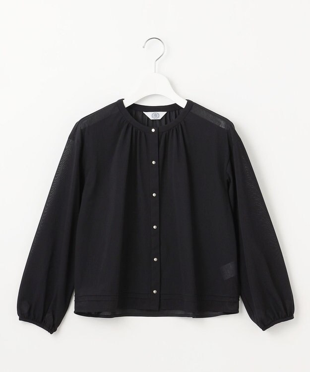 J.PRESS LADIES L 【洗える】シアー カーディガン ブラック系