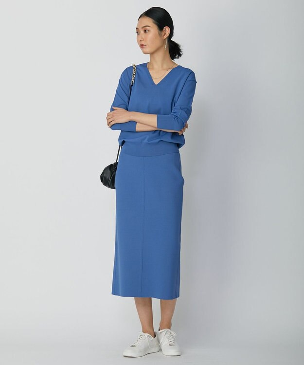 ICB 【WEB限定カラーあり・洗える】シンセティックハイゲージ Vネックプルオーバー スマルトブルー系