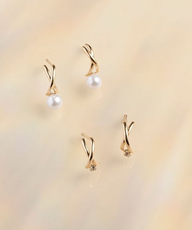 Phoebe 【 K10 】クロッシングビジューピアス ゴールド