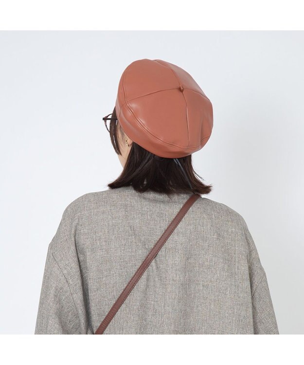 林八百吉商店 un chapeau  エコレザーベレー オレンジ
