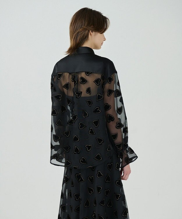GRACE CONTINENTAL ハートオパールコンビシャツ ブラック