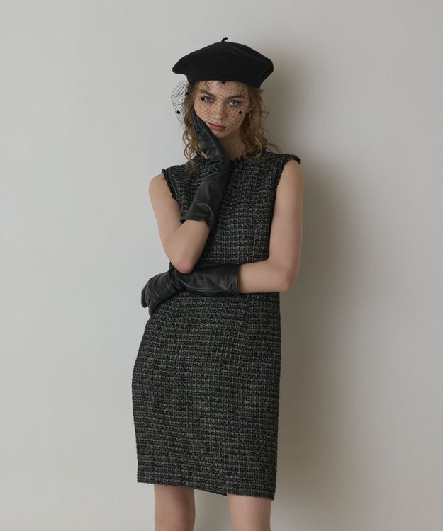 GRACE CONTINENTAL ツイードタイトワンピース ブラック