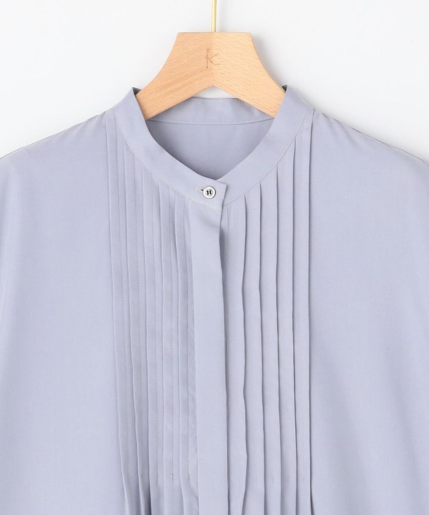組曲 【先行予約】スムースクロス ピンタックブラウス ブルーグレー系