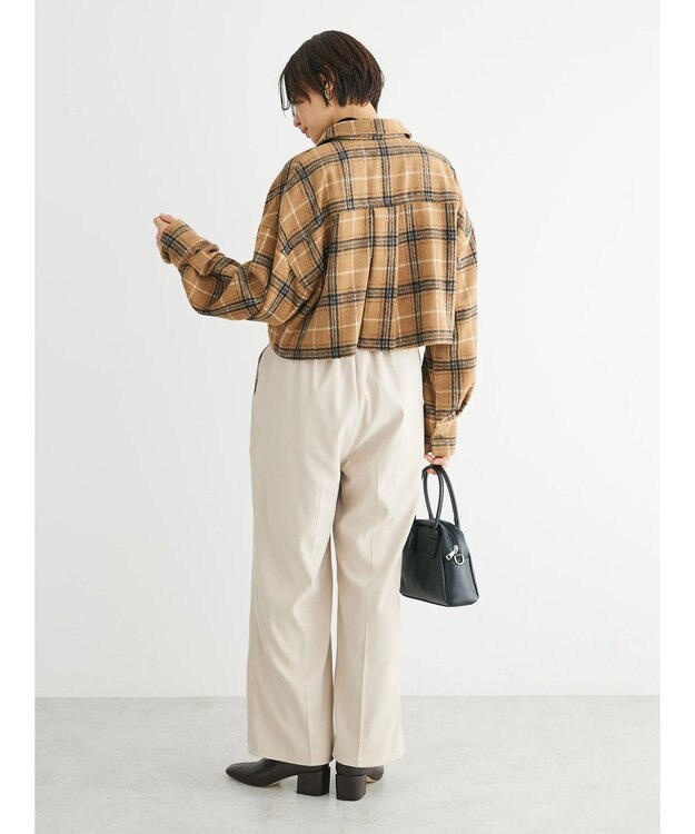 Green Parks ・ＥＬＥＮＣＡＲＥ　ＤＵＥ　シャギーチェックショートシャツ Camel