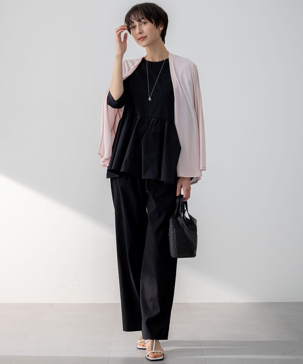 23区 【GLOW8月号掲載/洗える】ランダムフリルジャージー ペプラム カットソー ブラック系