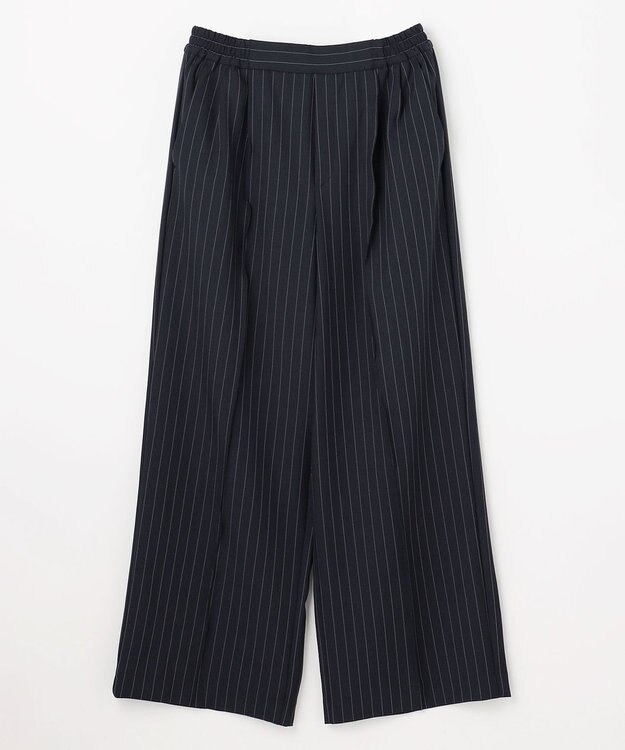 ANY 【6サイズ展開/ウエストゴム】イージーワイドパンツ ネイビーストライプ