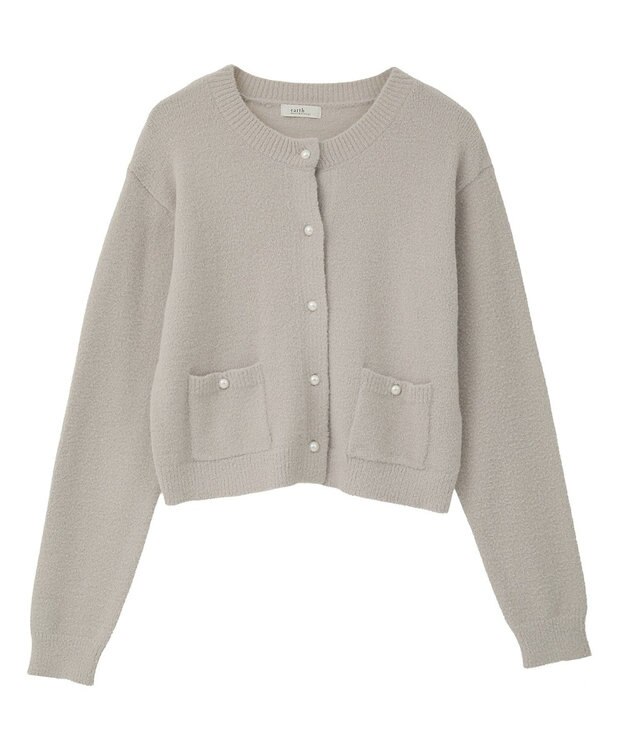 earth music&ecology 【イージーケア】パウダーシャギークルーネックカーディガン Light Gray
