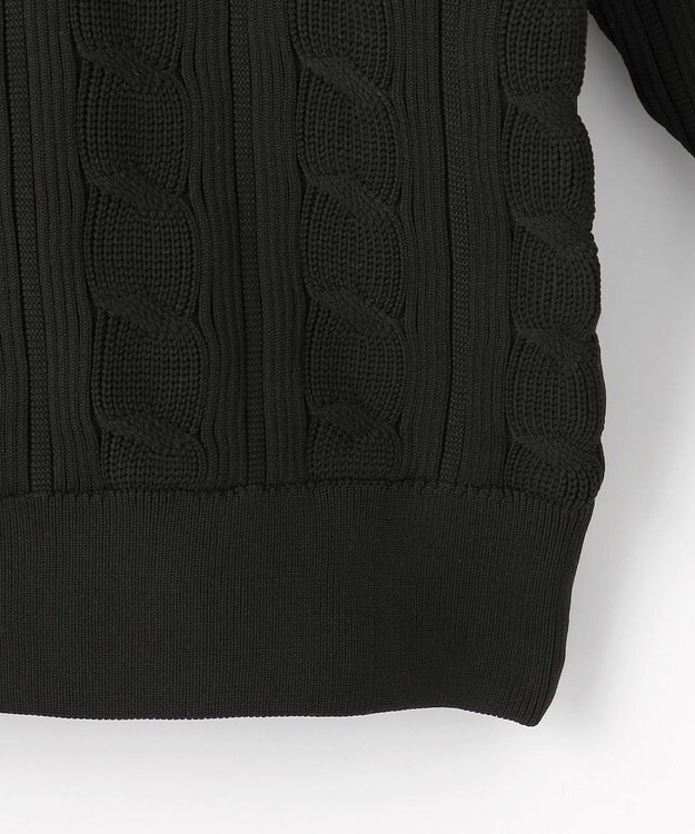 23区GOLF 【MEN】ケーブルジップアップカーディガン　防風裏地付き ブラック系