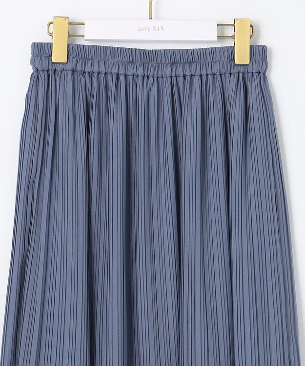 ANY SIS L 【洗える】シフォンプリーツ スカート スモーキーブルー